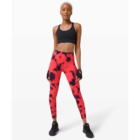 Lululemon Wunder Train High-Rise Tight 25" *Wash Tie Dye Carnation Red Black - Picture 3 of 14
